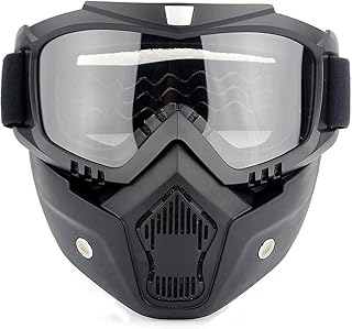 SPOSUNE Motorcycle Goggles Paintball Mask, Detachable Face Mask ATV Goggles, Dirt Bike Goggles Safety Ggoggles for Men Women