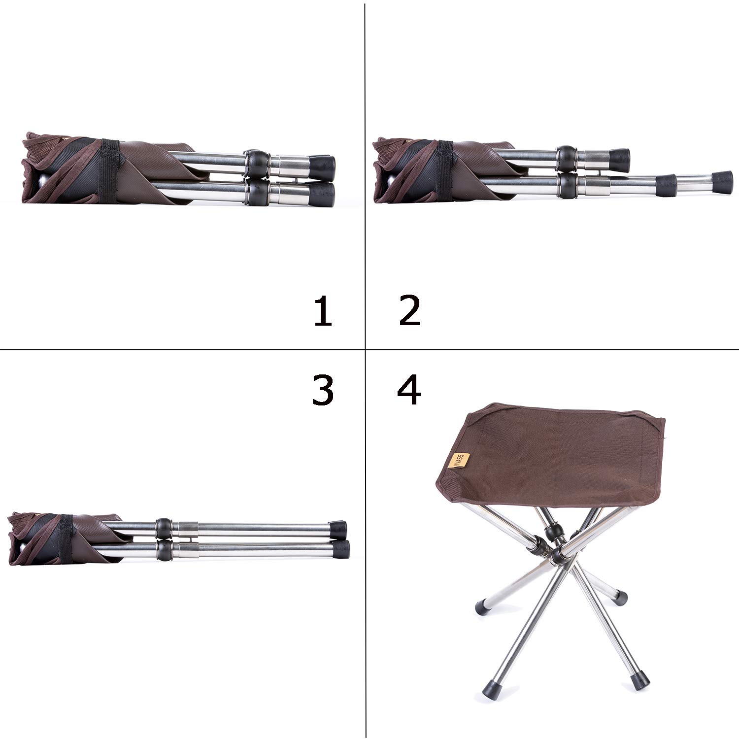 KVASS Camping-Stuhl Faltbarer Outdoor Hocker (Brown)