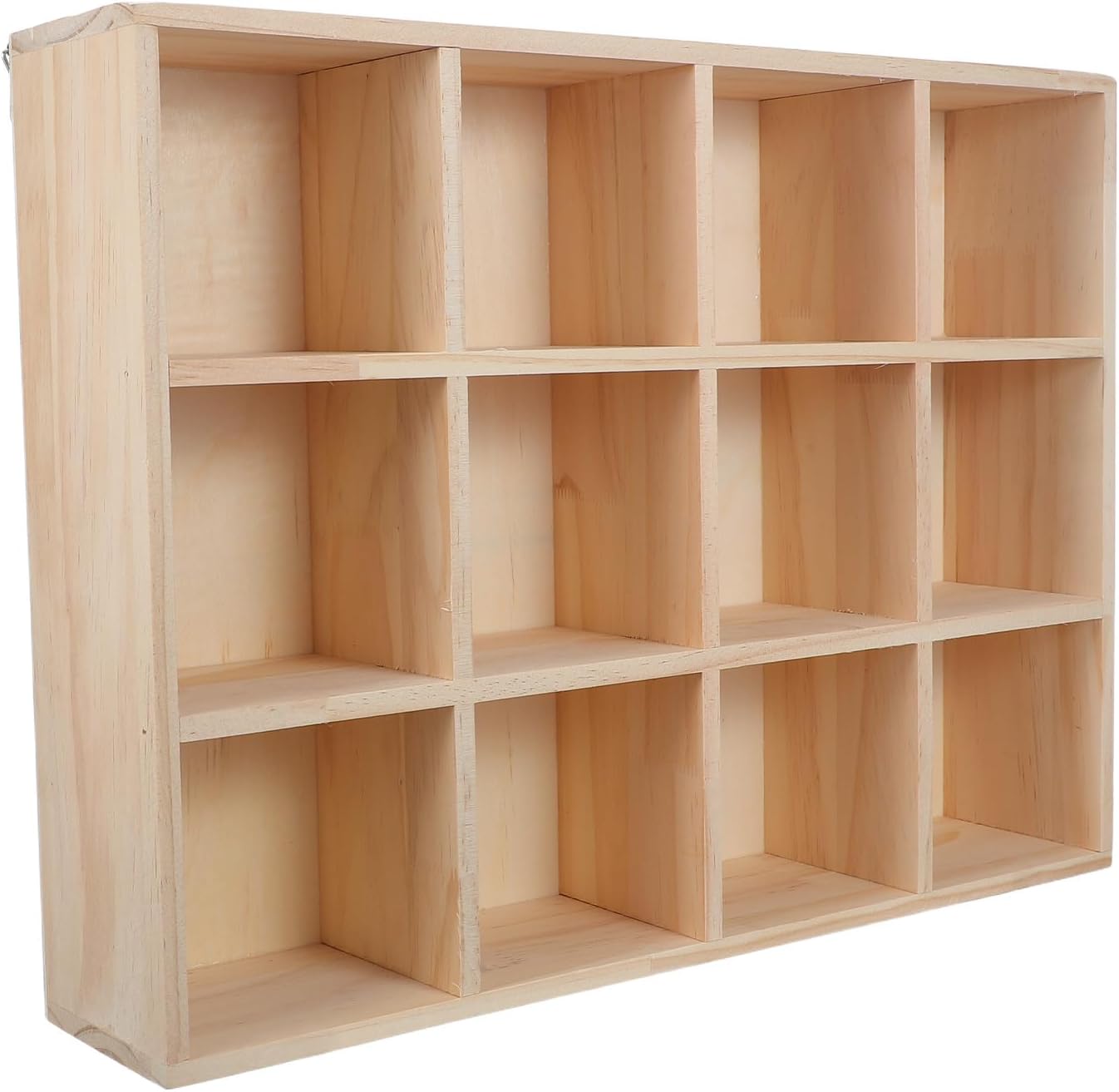 Cubby Shelf - 12-Compartment Wooden Wall Display Organizer - Square Trinket Shelf for Collectibles Home Decor - Storage Box for Living Room and Office