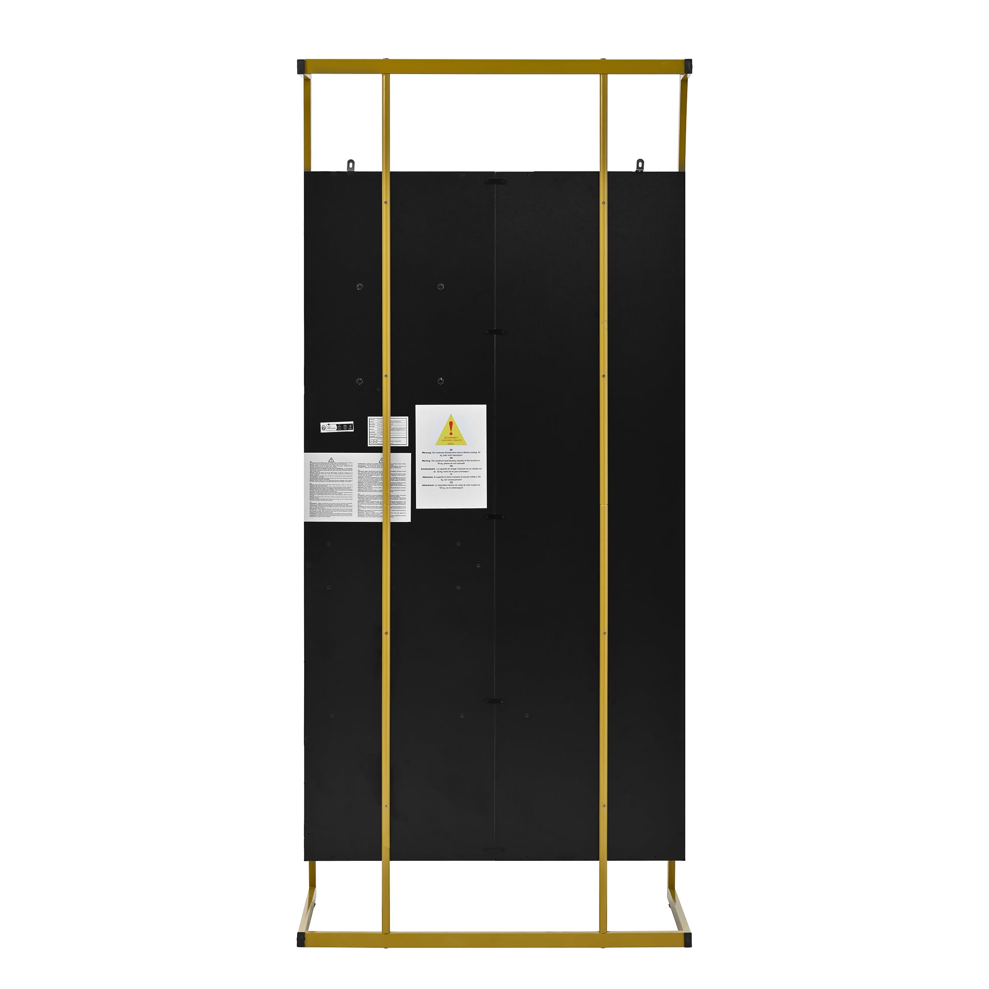 Moderno guardaroba compatto 80 x 180 cm, armadio aperto con specchio, gancio in metallo, con scarpiera, appendiabiti, nero