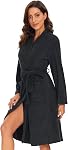 Knuffnee Terry Cloth Robe for Women Bathrobe Knee Length Bath Gown Lightweight Kimono Robe
