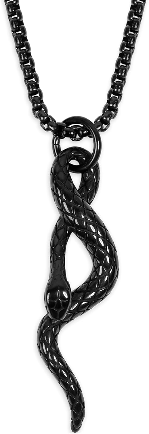 HAQUIL Snake Necklace, Norse Loki Snake Serpent Symbol Pendant, Viking Jewelry Gift for Men and Women