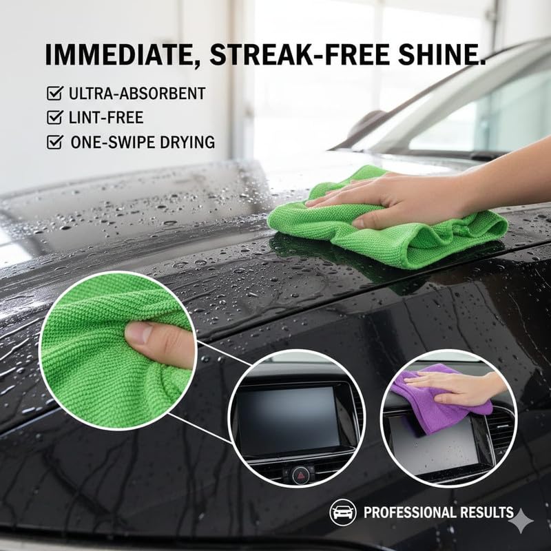 Image of MAKKAR Enterprises 500GSM Microfiber Cleaning Cloth | Ultra-Soft & Quick Absorbent Car Cleaning Cloth | 40 x 40 Cm | for Motorcycles, Car Interior & Exterior - Pack of 4