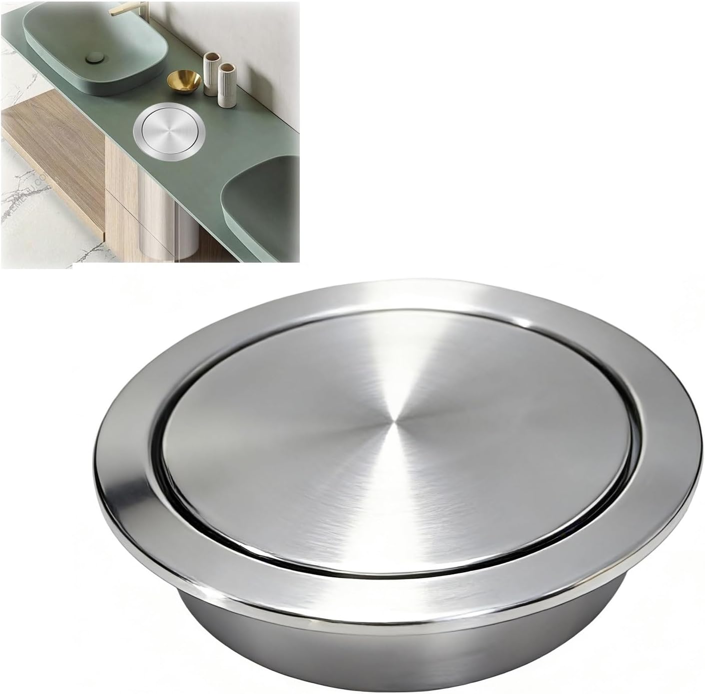 Countertop Trash Can Cover, Stainless Steel Bin Lid, Trash Can Lid Replacement, Recessed Garbage Can Lid(13x13cm/5x5in)