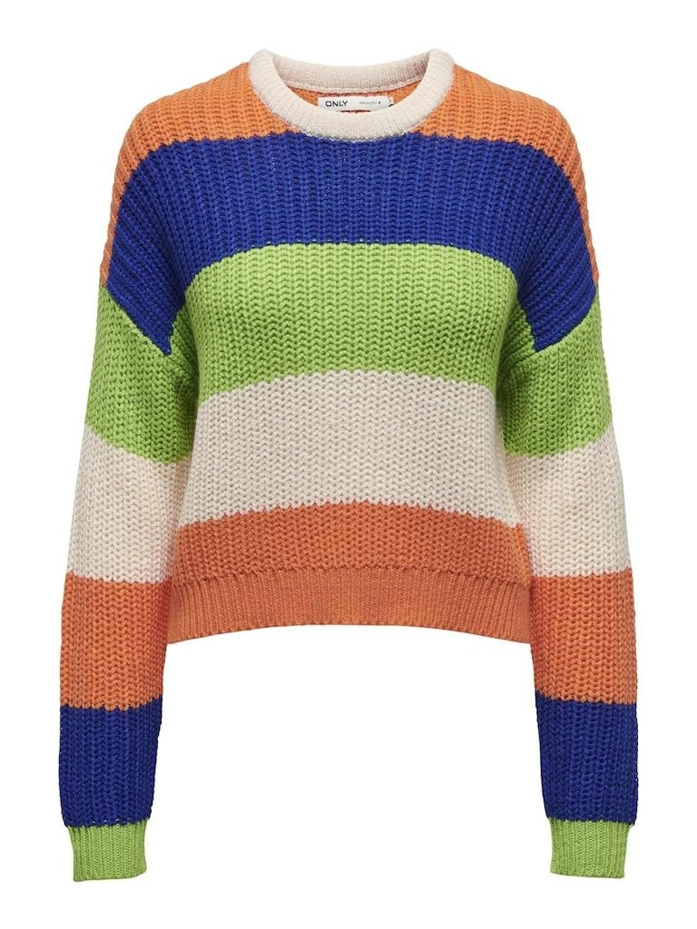 ONLY Women's Onlnikka LS Stripe O-Neck CC KNT Pullover