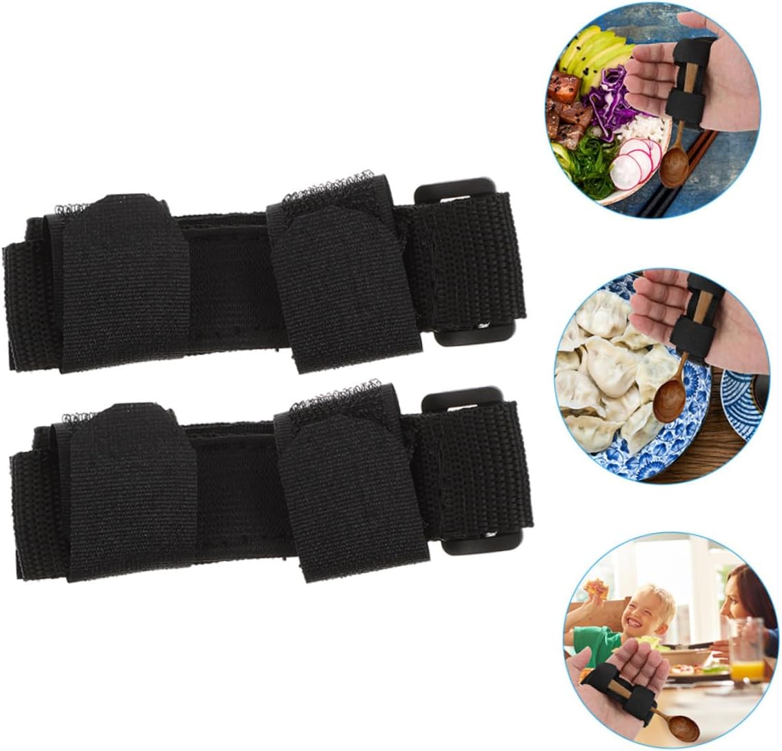 COLLBATH 2Pcs Adaptive Utensil Fixing Strap Holder for Disabled Elderly and Weak Grip Users Cuff for Spoon and Toothbrush Support