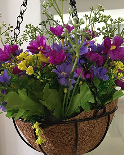 Lopkey Artificial Daisy Flowers Outdoor Indoor Patio Lawn Garden Hanging Basket With Chain Flowerpot,10 Inch #TOP3