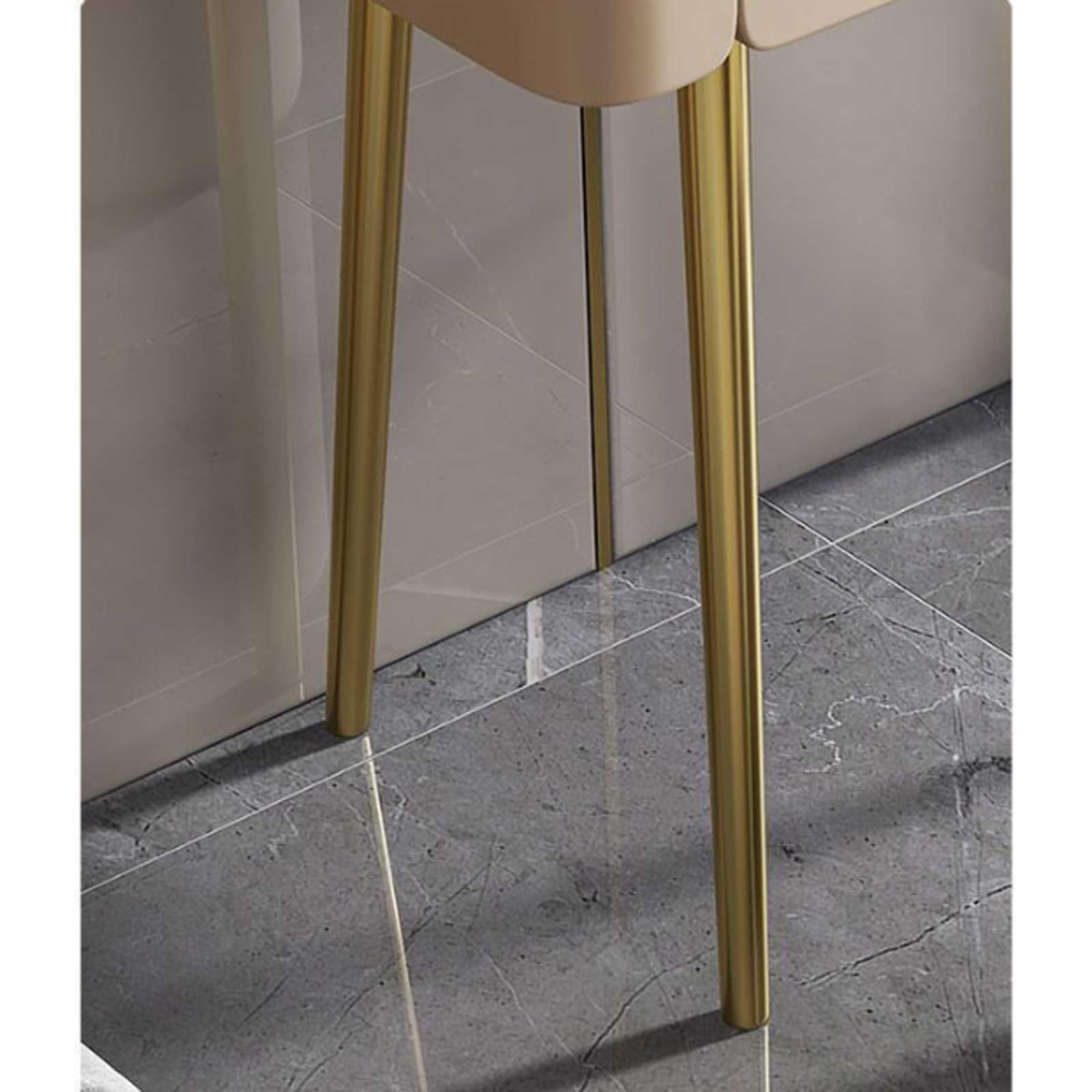 Glam Make-up-Set mit Spiegel und Stuhl, stilvoller Champagner mit Metallbeinen für Schönheits- und Make-up-Liebhaber für Mütter