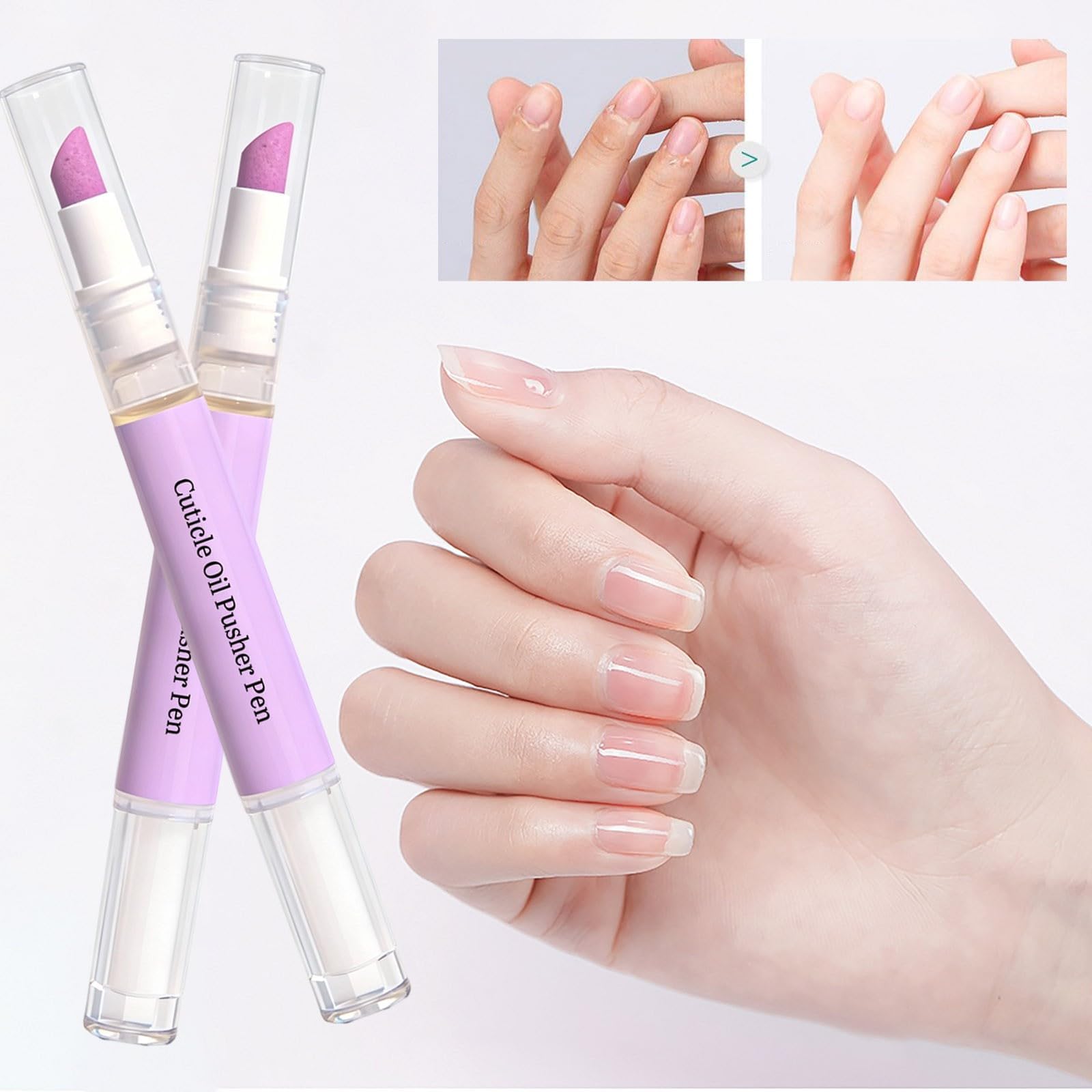 Stylo Repousse-cuticules À L'huile,Stylo 2 En 1 Pour Dissolvant De Cuticule Et Huile Pour Ongles Aux Parfums Rose Et Lavande,Huile cuticules ongles Pour Soin De Manucure Des Femmes Filles (2)