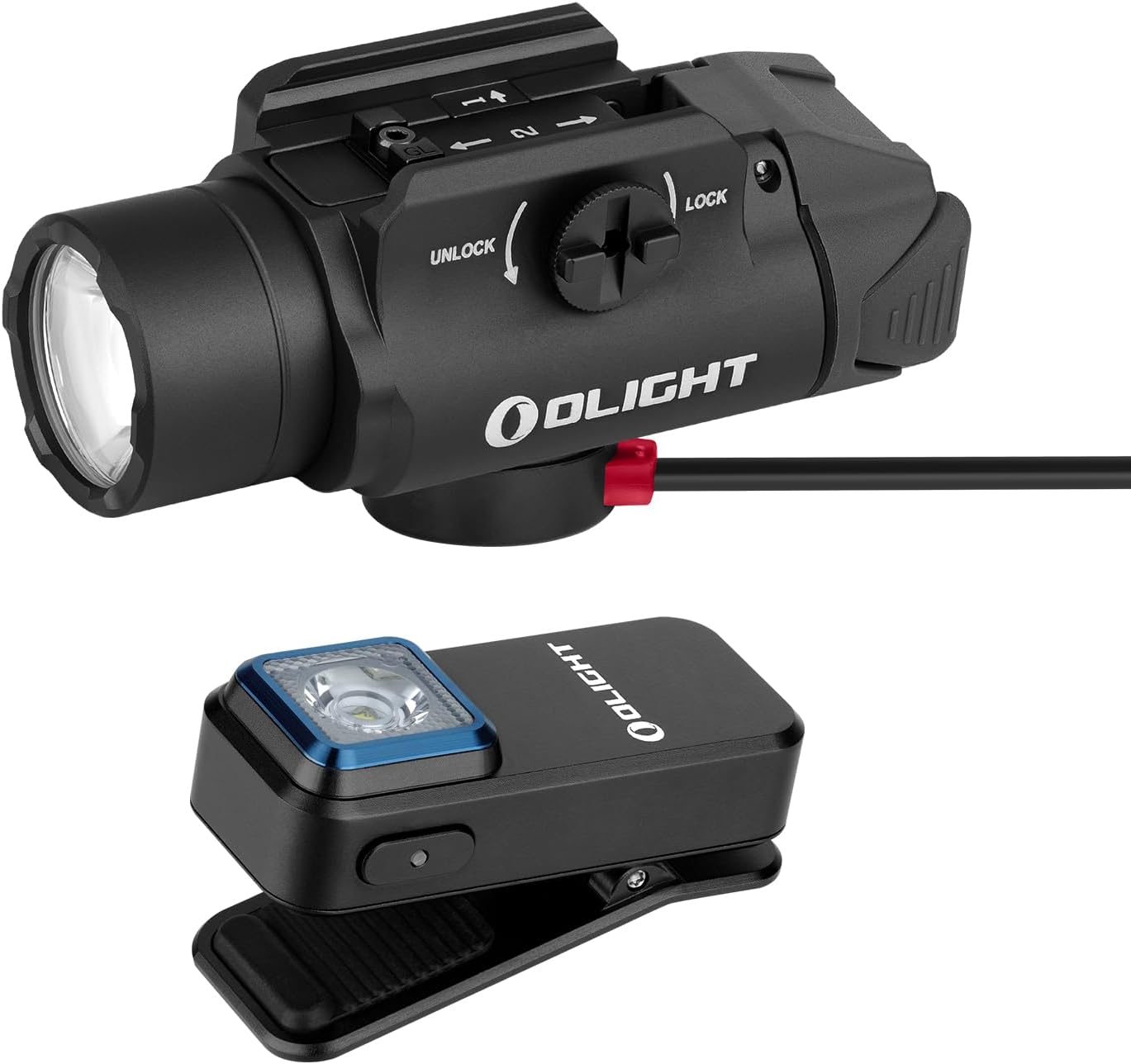 OLIGHT PL-3R Valkyrie Rechargeable Tactical Light, 1500 Lumens Rail-Mounted Weaponlight Bundled with Oclip Rechargeable EDC Flashlight 300 Lumens Dual Light Sources