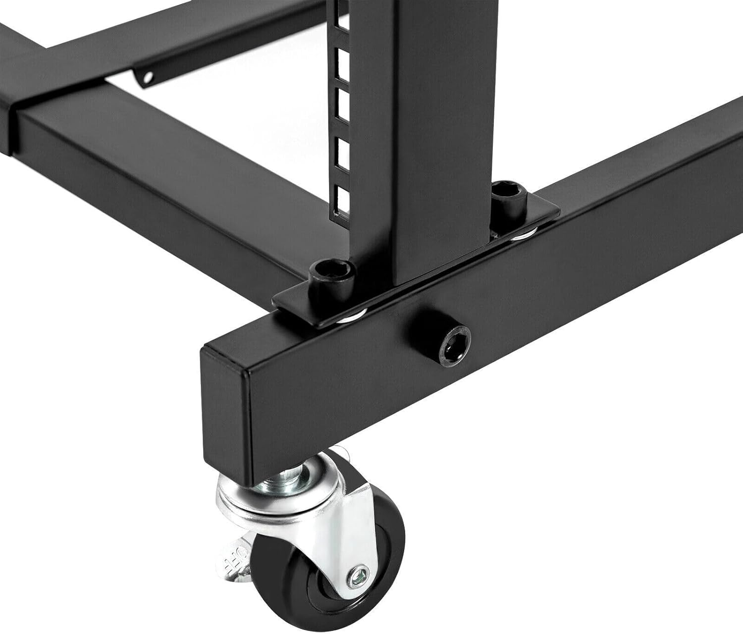 DJ Mixer Stand Adjustable Rack, 2 Layer Rack Mount Mixer Case Stand with 4 Universal Wheels Supporting Crossbars and Adjustable Angle Studio Adjustable Stage Cart for Home, Office Concert Venues Etc