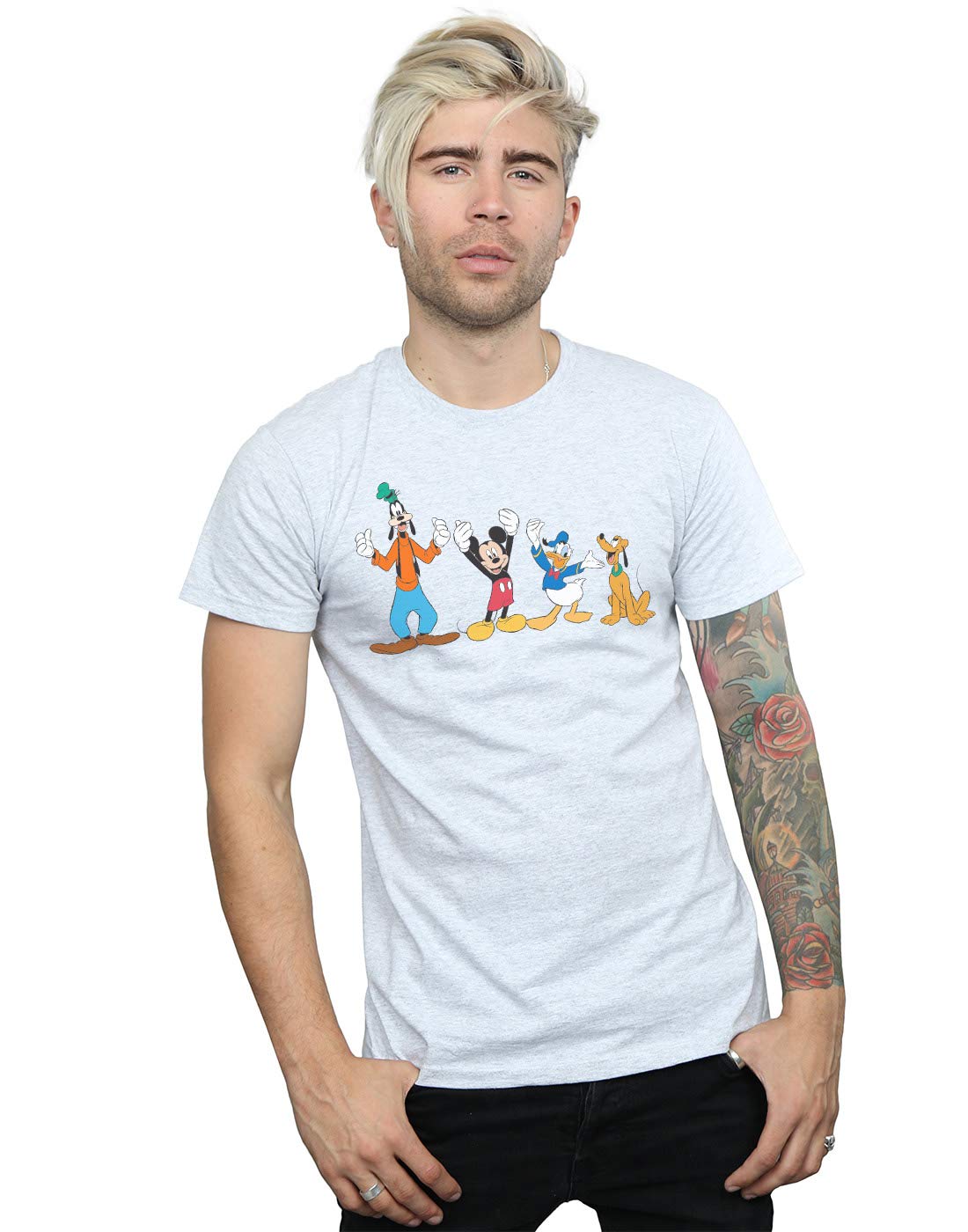 Disney Men's Mickey Mouse Friends T-Shirt Sport Grey Large
