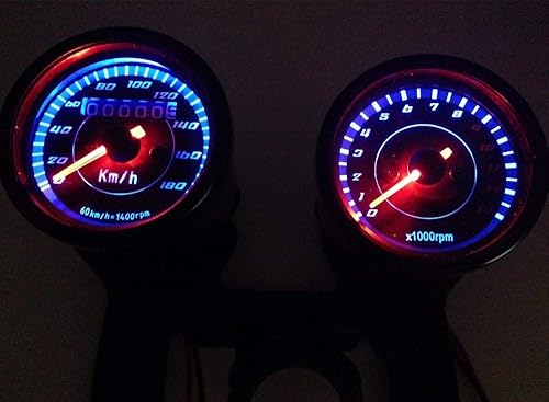 Motocicleta universal negro LED tacómetro tacómetro medidor tacómetro velocímetro medidor doble deporte bicicleta para Harley Honda Yamaha Suzuki