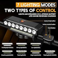 Vista 3 de Sidaqi Luz de bicicleta 28LED USB recargable faro de bicicleta con cuerno 7 modos impermeable súper brillante luces de bicicleta para montar