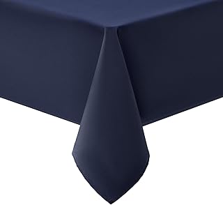 Smiry Mantel lavable rectangular de 130 x 160 cm, de poliéster, impermeable, efecto loto, antimanchas, lavable, para fiestas, cocina, color azul oscuro