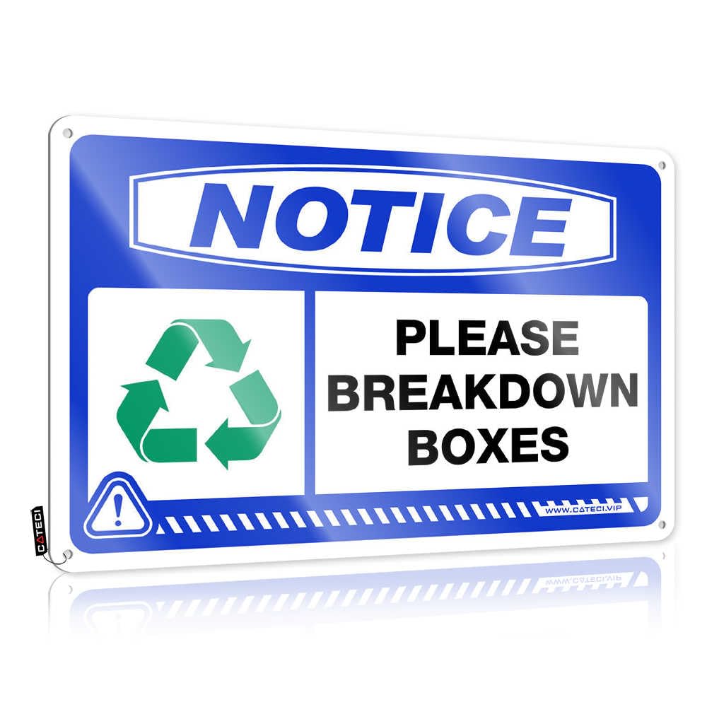 Fzfn Colour Back Yard Decorations Accessory Tin Metal Sign | Notice Please Breakdown Boxes Humor Decorative Wall Art Ready To Hang For Backyard Bar(30X40cm)