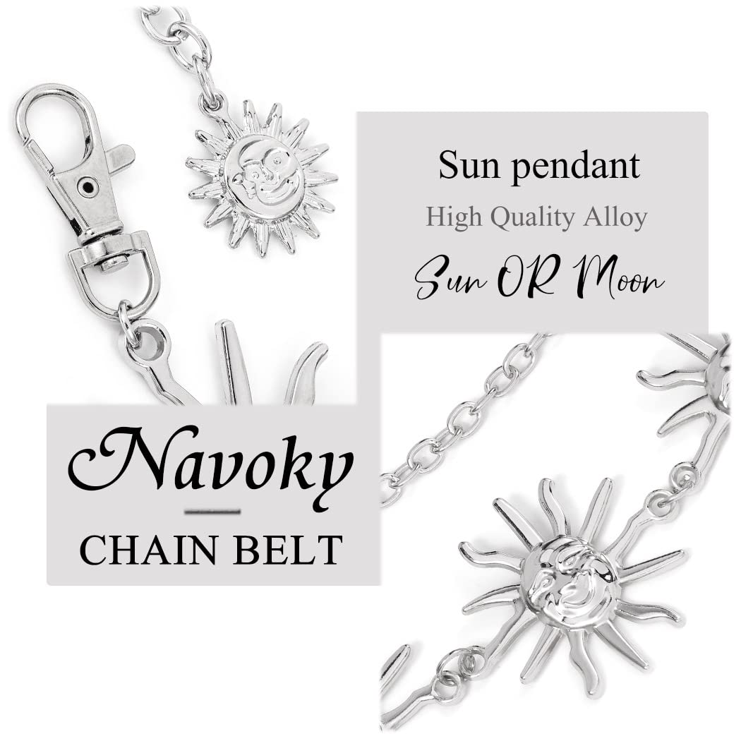 Navoky Moon Star Metal Waist Chain Sun Pendant Belly Belt Body Chains Jewelry Accessories for Women and Girls