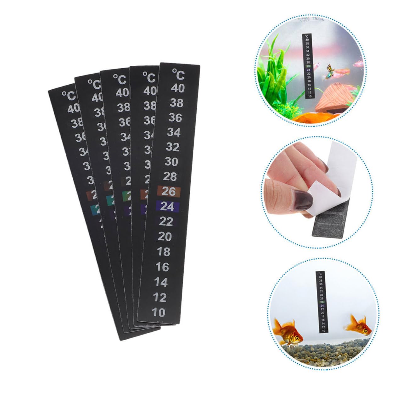 HANABASS 12pièces Thermomètre Adhésif Pour Aquarium Bande De Température Digitale Pour Poissons Autocollants Pratiques Et Colorés Pour Contrôle Température Votre Réservoir