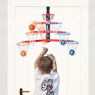 Over-The-Door Basketball Hoop - Mini Hoop Race Basketball Gift | Wall-Mounted Door Mount, Party Family Game Night