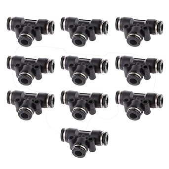 Magideal 10pcs Tube OD 6mm Tee Union Pneumatic Push Connector Air Line Quick Fittings