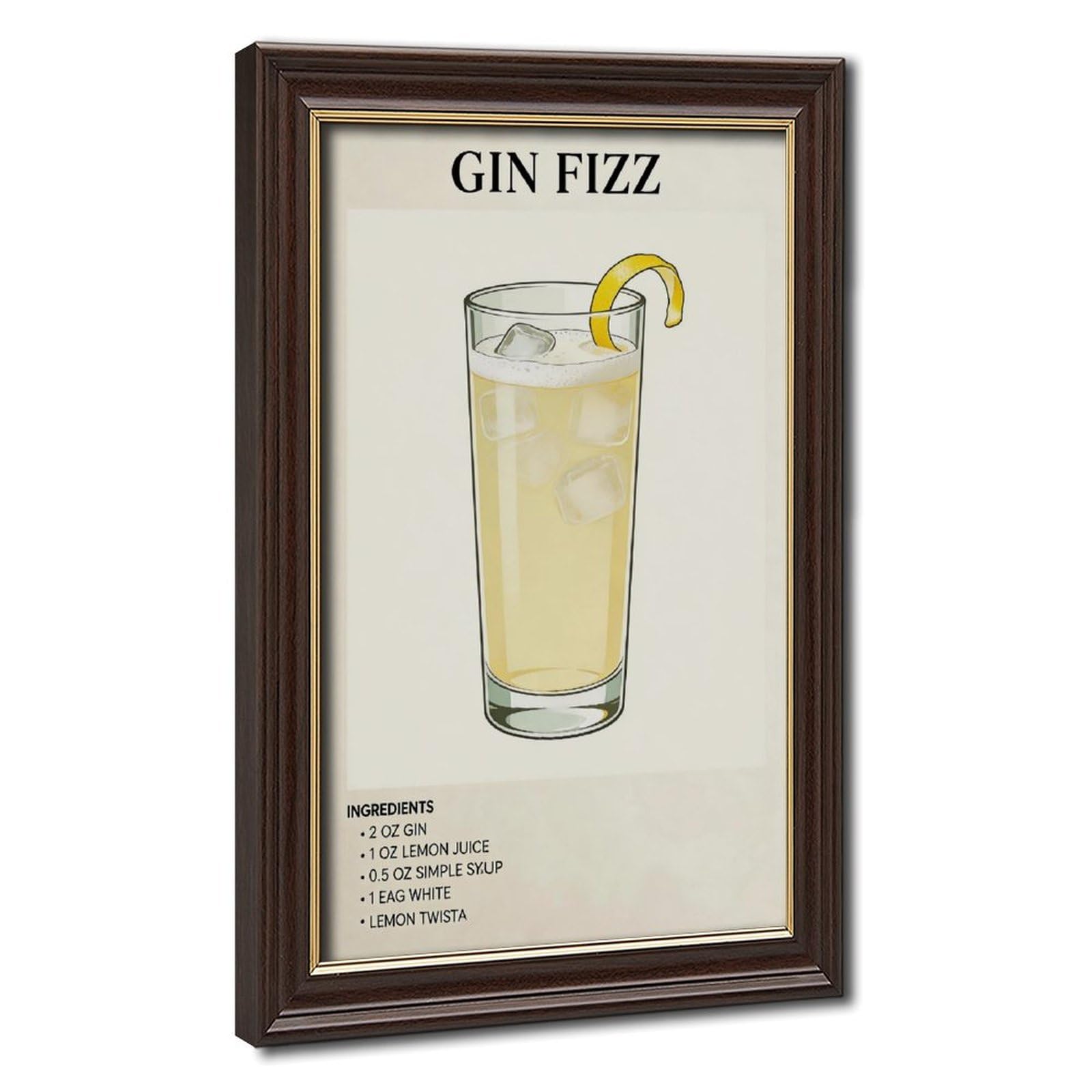 Bareronor Gin Fizz Cocktail Canvas Poster for Bedroom Decor Gift