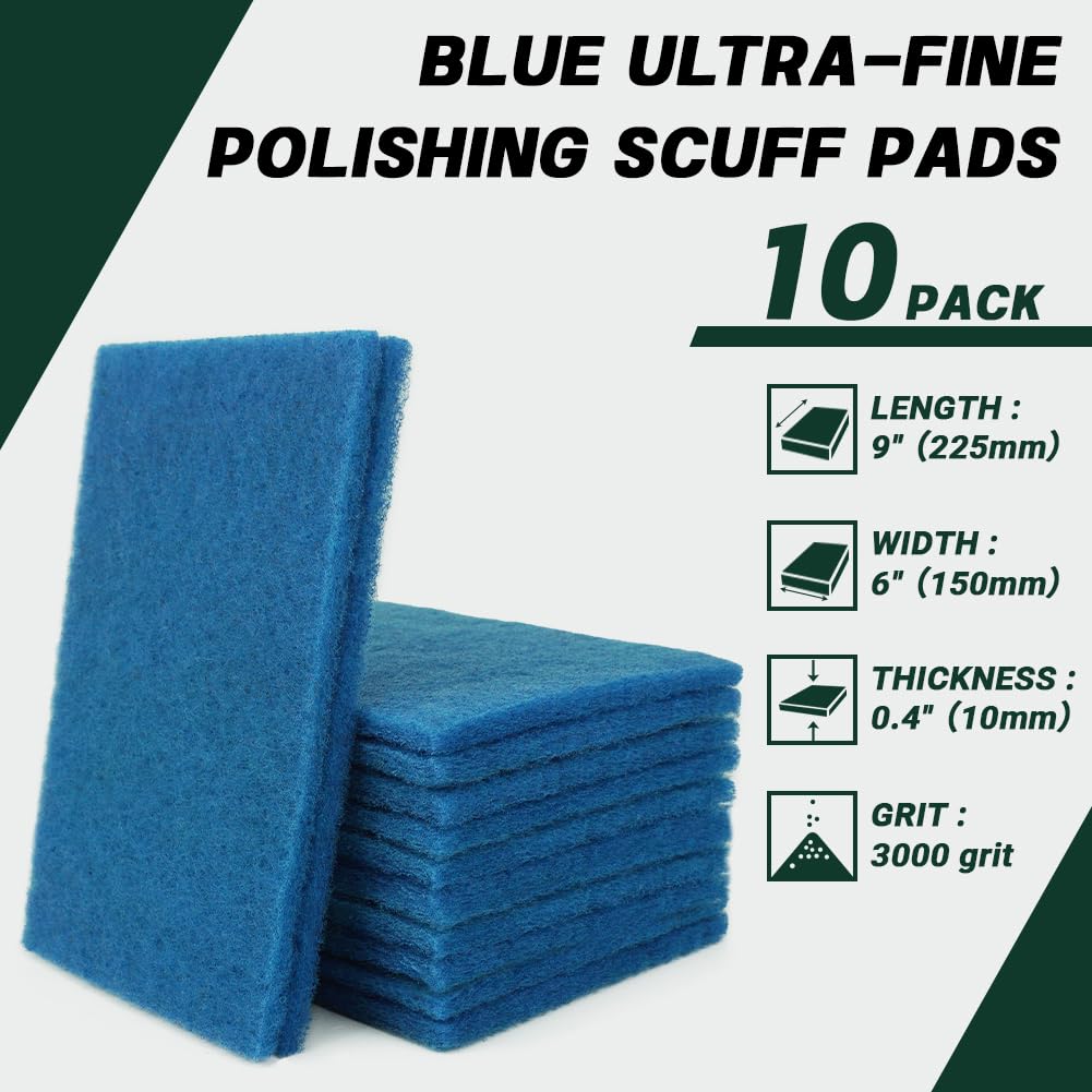 Blue Polishing Pads - Ultra-Fine Scuff Pads (10 Pack) -2