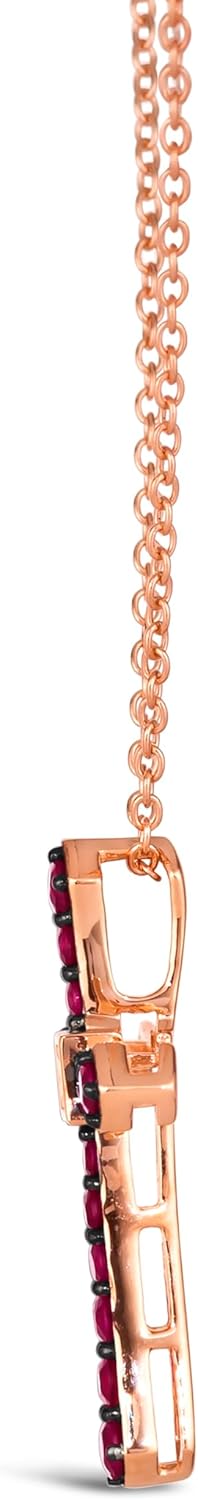 LE VIAN 1/50 Carat Diamond Cross Pendant Necklace for Women with 1/3 Carat Ruby | 14k Rose Gold Necklace for Her Elegant Pave Design I 18 Inch Chain (White, 0.01 cttw) Lobster Claw Clasp - Image 3