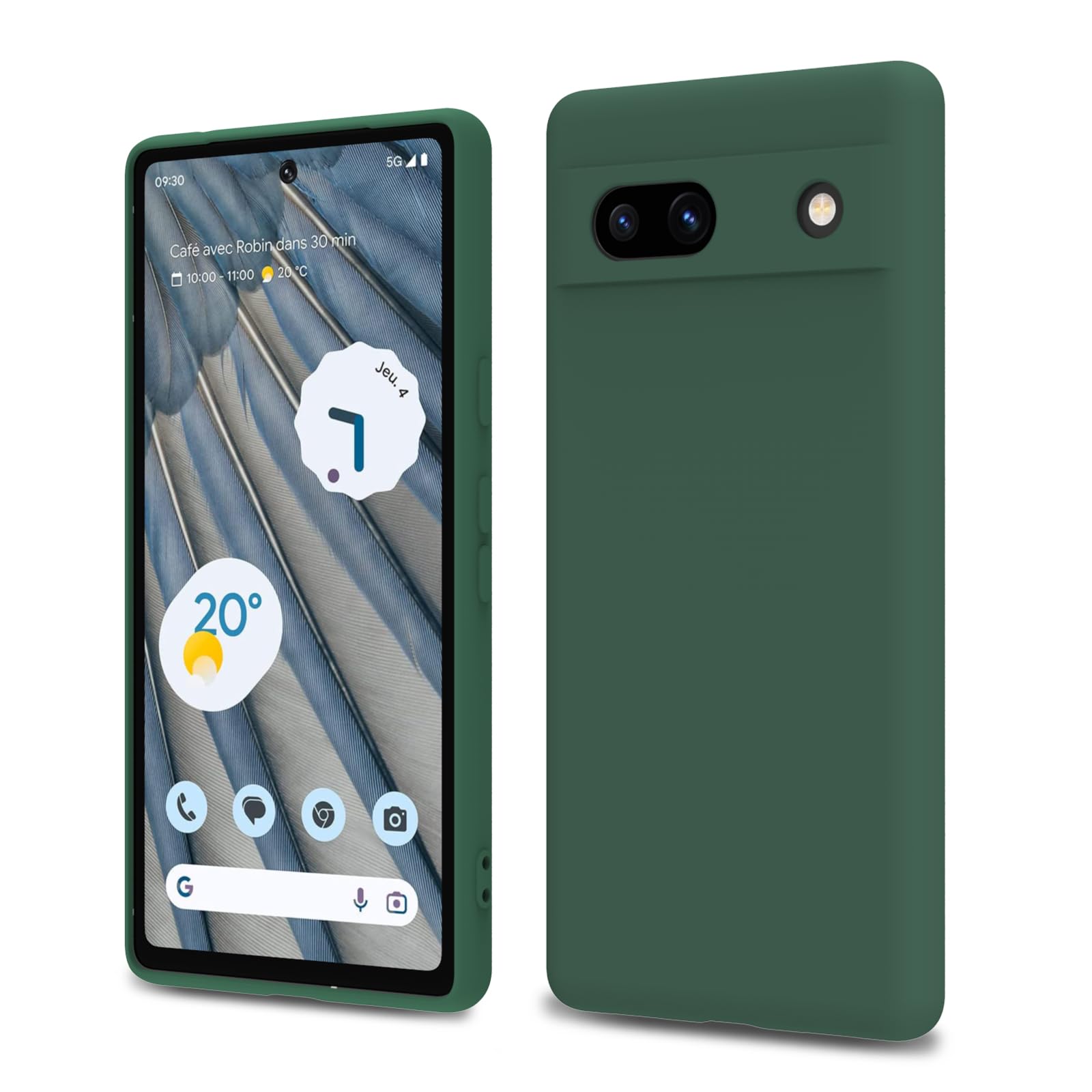 for Google Pixel 7a Case, Slim Thin Flexible Shock-Absorbing TPU Protective with Upgraded Protection Phone Cover Compatible with Google Pixel 7a 2023,Forest Green