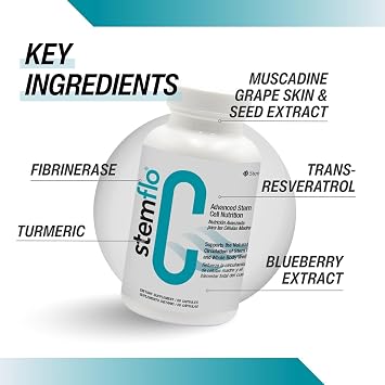 StemFlo Advanced Formula Trans-Resveratrol, Curcumin, and Super Antioxidants for Health, Longevity, and Vitality 60 Capsules