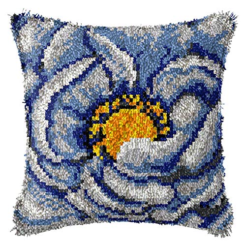 Kit de taie d'oreiller florale avec crochet à loquet BOXIFA pour débutants 43x43 cm