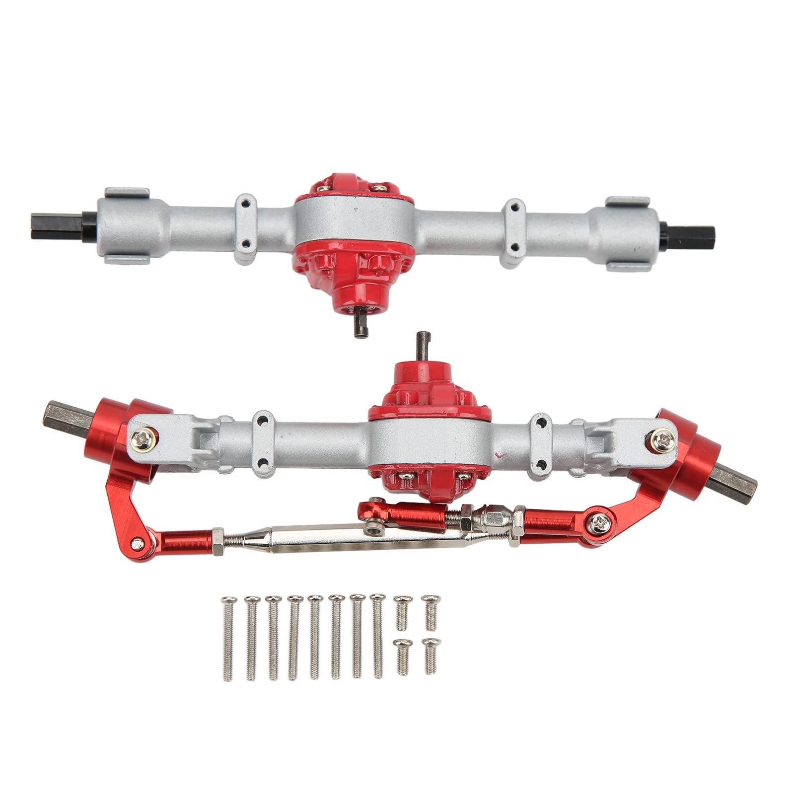 Zestaw metalowych osi samochodu RC Trwałe części do modernizacji do ciężarówki MN D90 D91 99S FJ45 1/12 RC (Silver Red)
