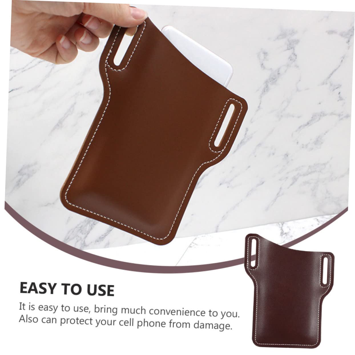Lurrose Sacoche Téléphone Ceinture en Cuir PU 2pcs Pochette Multifonctionnelle Protection Anti-Chute pour Téléphone Portable Randonnée et Shopping Couleur Aléatoire