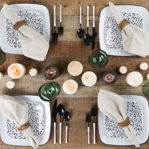 Miniatura 9 de Blue Sky Leaf Square - Platos de plástico desechables orgánicos de alta calidad, paquete combinado de 32 unidades, 7.25 pulgadas y 10 pulgadas,