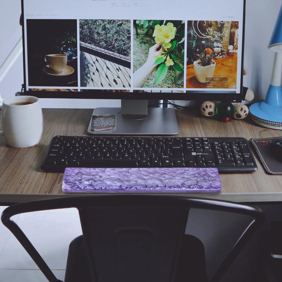 Angoily Ergonomische Handballenauflage für Gaming Tastaturen Pearl Resin Handgelenkstütze für Schreibtisch Schmerzlinderung Beim Tippen Komfortable Unterstützung für Büro und Spiele