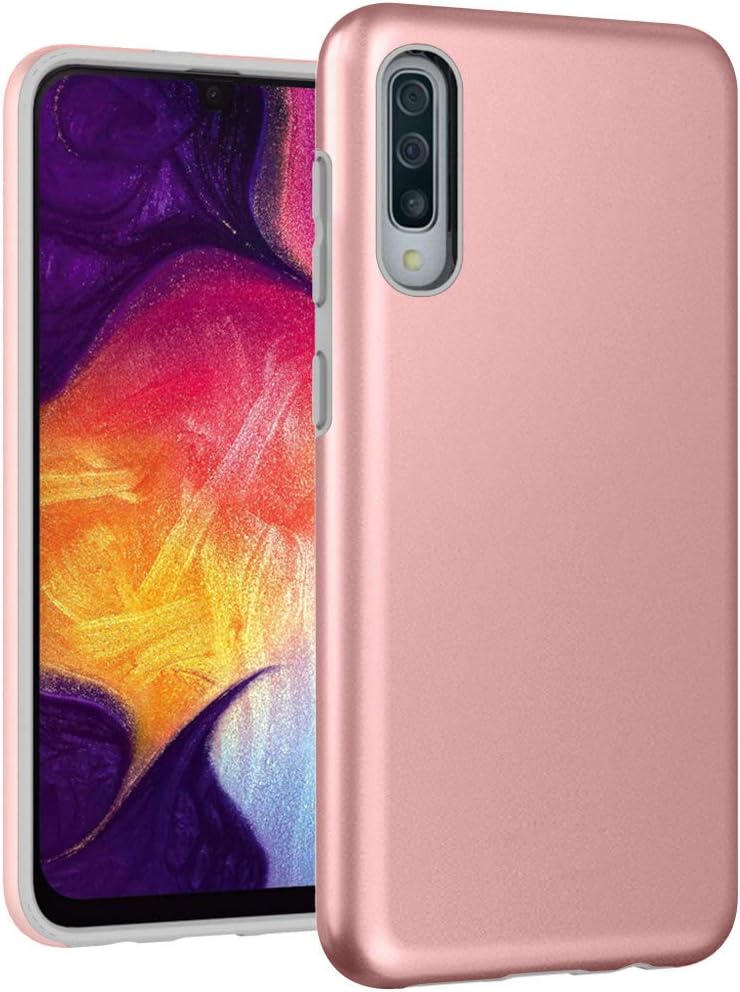 Samsung Galaxy A50 Case, Androgate [Sleek Armor Series] Hybrid Matte Protective Back Cover Bumper Case for Galaxy A50/ A30s/ A50s, Rose Gold