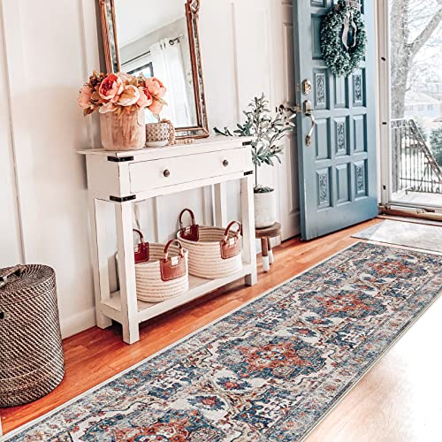 Hallway Washable Runner Rug - 2X10 Kitchen Rugs Entryway Rug Runner Vintage Soft Floor Mat Non Slip Indoor Farmhouse Carpet For Bathroom Living Room Bedroom (2 X 10, Brick) #TOP1
