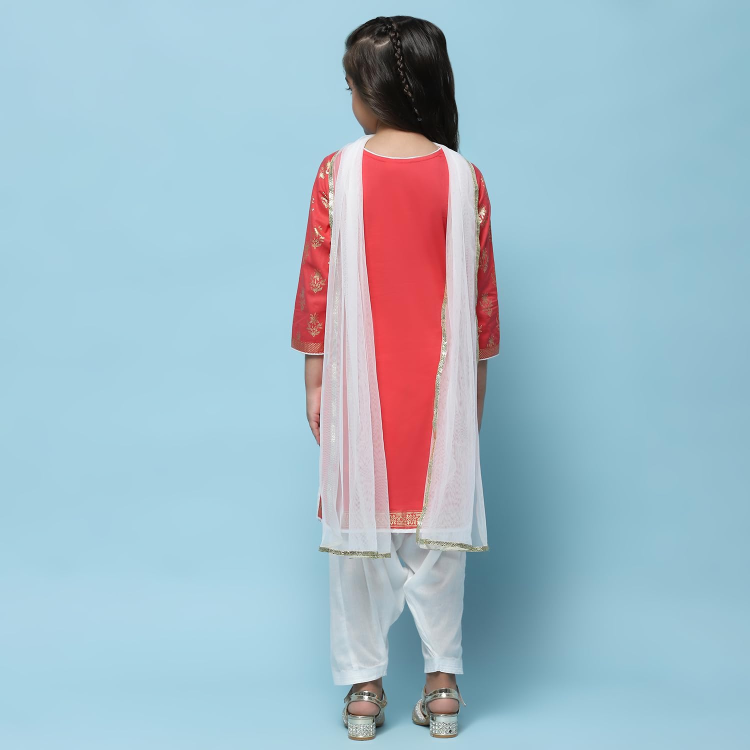 Biba Girls Cotton Printed Straight Salwar Suit Set (Kw2953_Red_7) 2