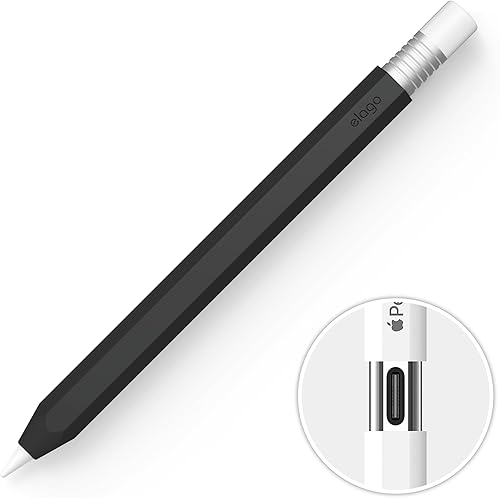 elago Estuche clásico compatible con Apple Pencil (USB-C), agarre perfecto, piel protectora, funda de silicona, compatible con fijación magnética
