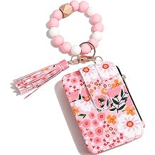 Beaded Keychain Wristlet Boho Style Flower Bag Charm Card Holder Cute Gifts for Teacher Coworker Mom Sister Friend