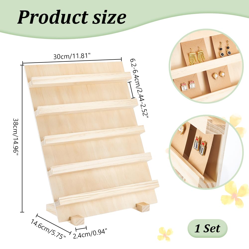 nbeads Holz-Ohrring-Display-Ständer, 5 Schichten Schmuck-Display-Halter Holz-Ohrring-Kartenhalter Schmuck-Display-Ständer für Home Office Einzelhandelsgeschäft, Schicht Höhe 6.2cm