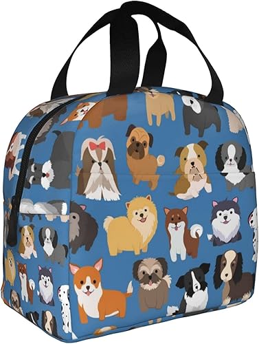 Miniatura 27 de Fiokroo Bolsa de almuerzo aislada con patas y huesos de perro, huellas de animales, reutilizable, impermeable, bolsa de almuerzo para escuela, Patas