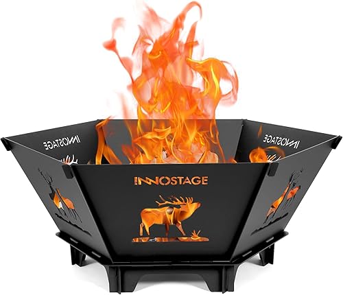 Miniatura 11 de Fogata para campamento, hoguera plegable de 27.5 pulgadas para patio exterior, quema de leña, al aire libre, interior, barbacoa, picnic, hoguera