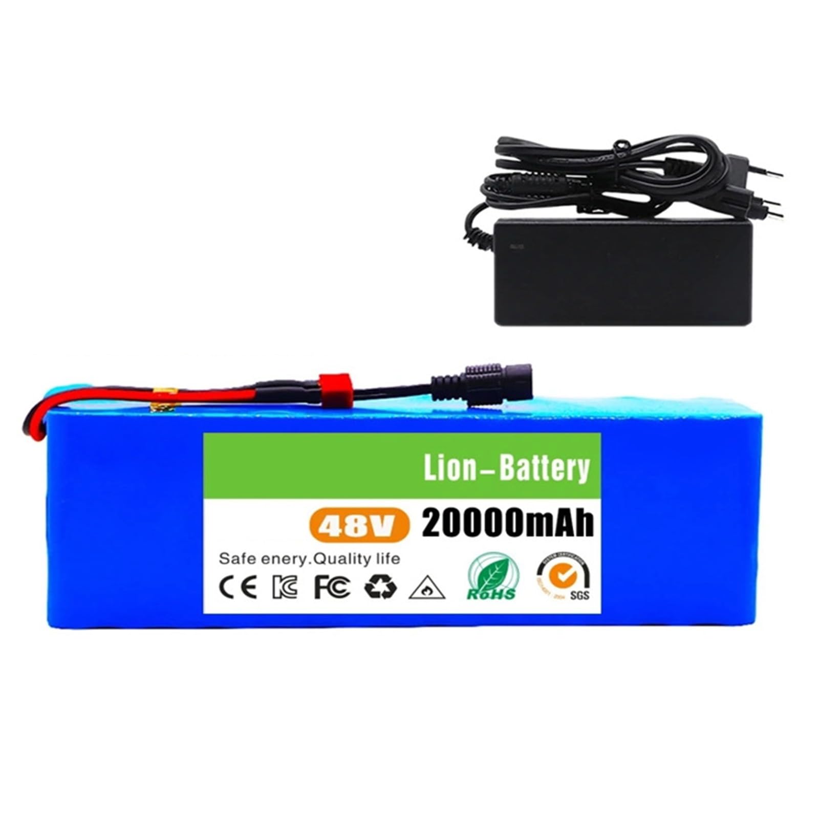 Batería de Litio 48V y 20Ah con Cargador, Recargable for Bicicleta eléctrica Scooter eléctrico(XT30+JST)