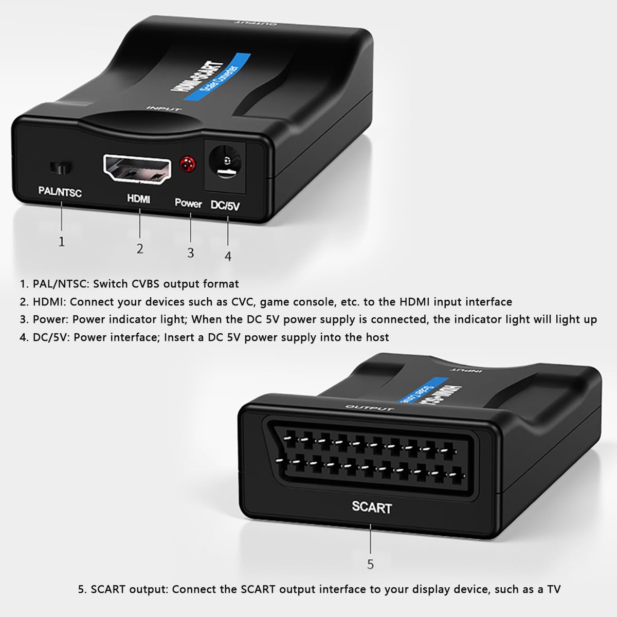 Konwerter HDMI na Scart PAL/NTSC 1080p Adapter do SKY HD Blu-Ray HDTV PC