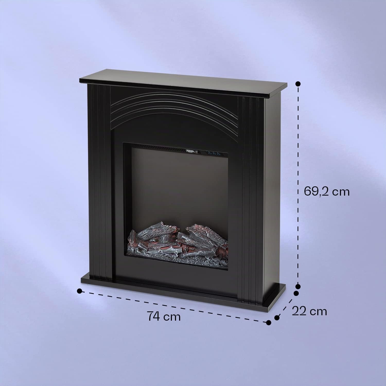 Klarstein Elbrus - Camino Elettrico, Caminetto con 2000 W, Tecnologia LED, Camino Finto con Telecomando, Nero