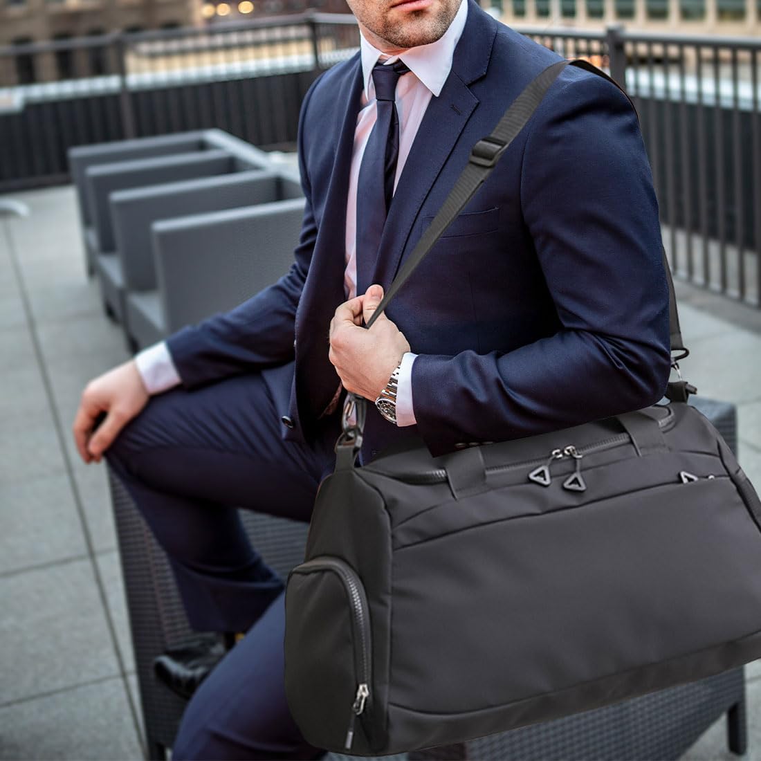 Bolsa deportiva para gimnasio con bolsillo húmedo y compartimento para zapatos, para hombres y mujeres, bolsa de viaje para avión, deporte, gimnasio, natación, yoga, color negro, 33 L, ligera