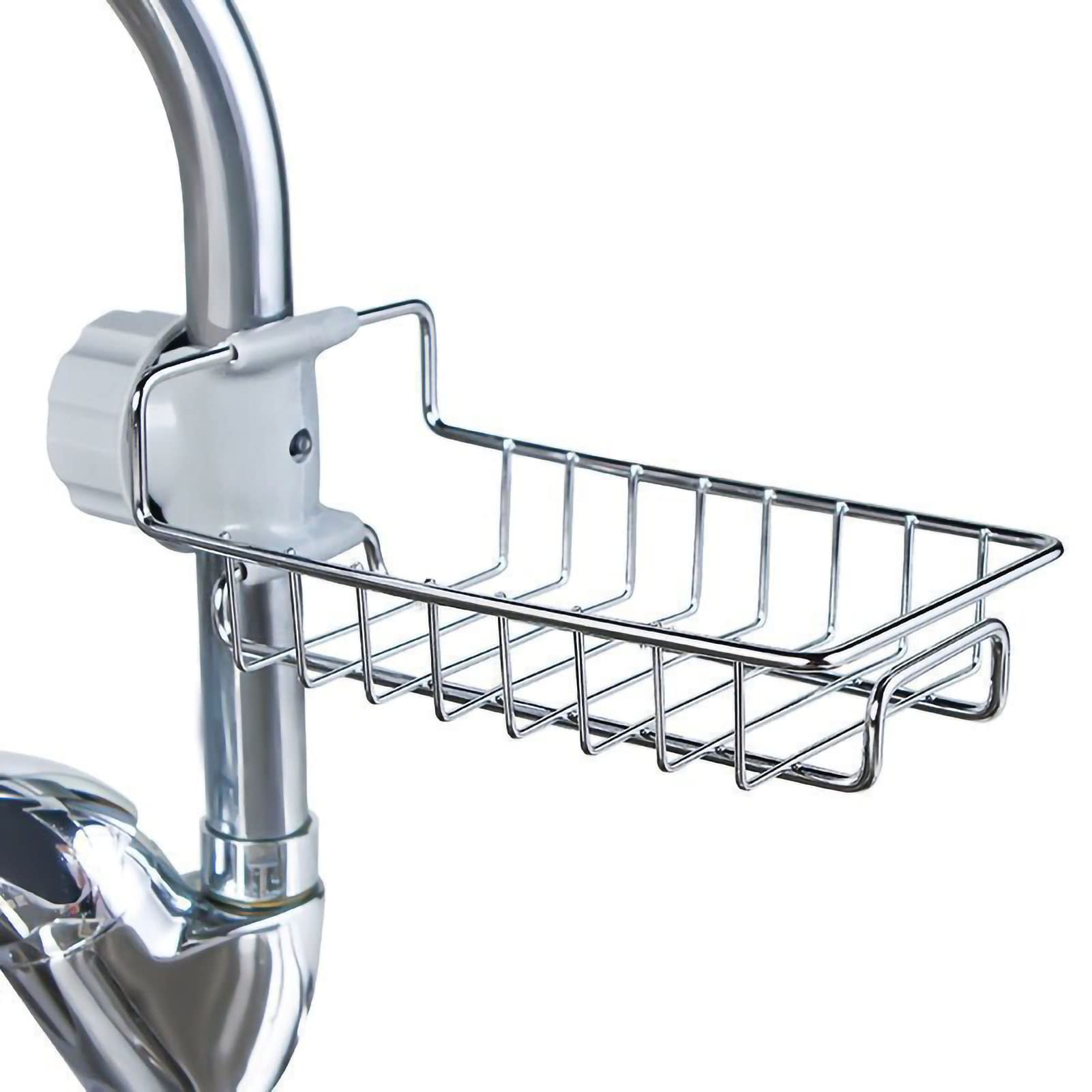 Hanging Faucet Drain Rack Sponge Holder Over Faucet Kitchen Organizer Sink Caddy Stainless Steel Detachable Drain Rack Drying