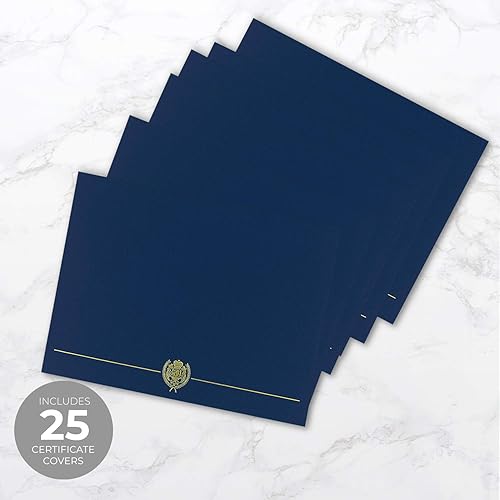 Miniatura 3 de Great Papers! - Cubierta para documentos con certificado azul marino y dorado, 25 unidades, color azul marino con lámina dorada, carpeta de diploma