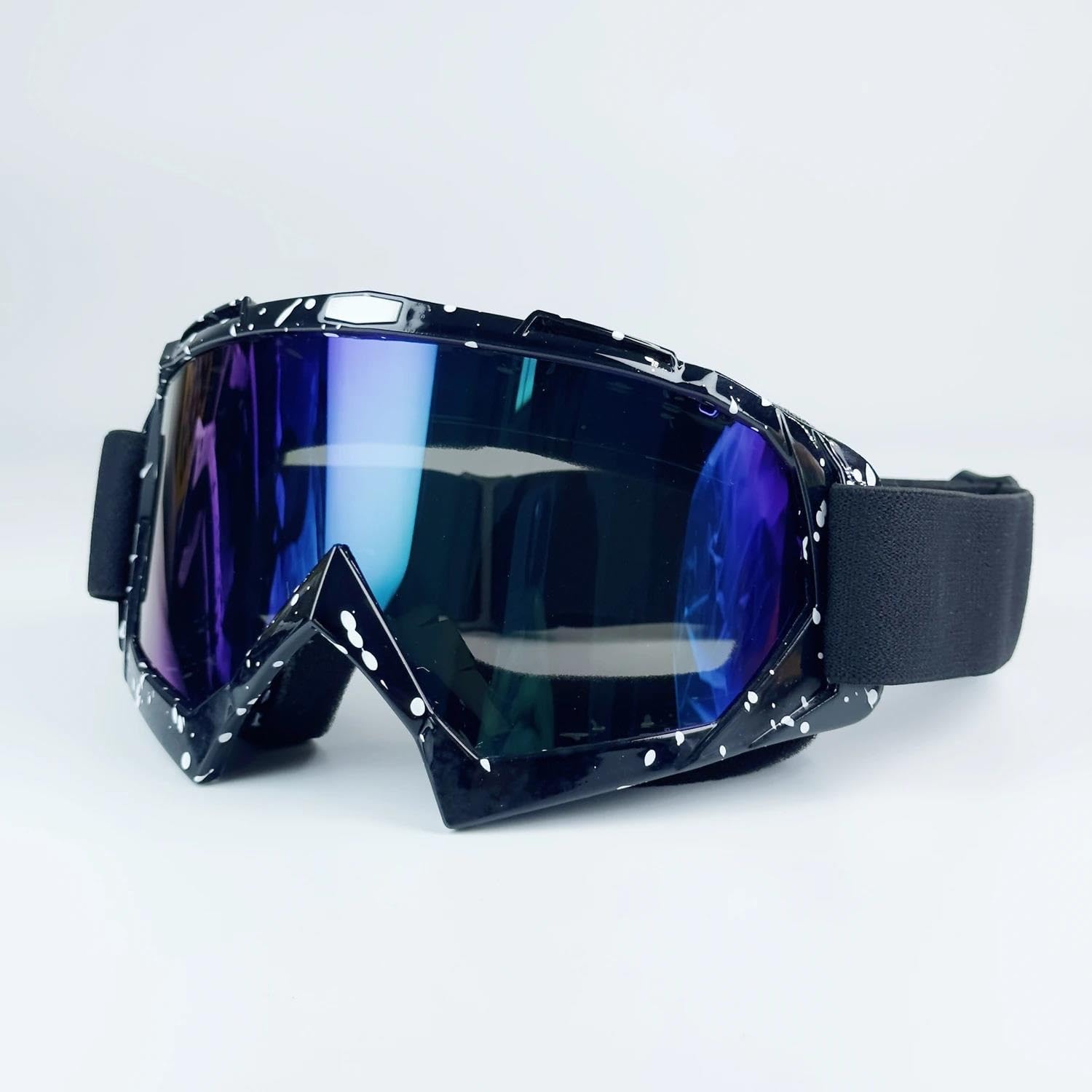 Gafas de moto todoterreno con correas desmontables para deportes al aire libre, a prueba de viento, para bicicleta de montaña y carreras todoterreno.(BKS-BLUE)