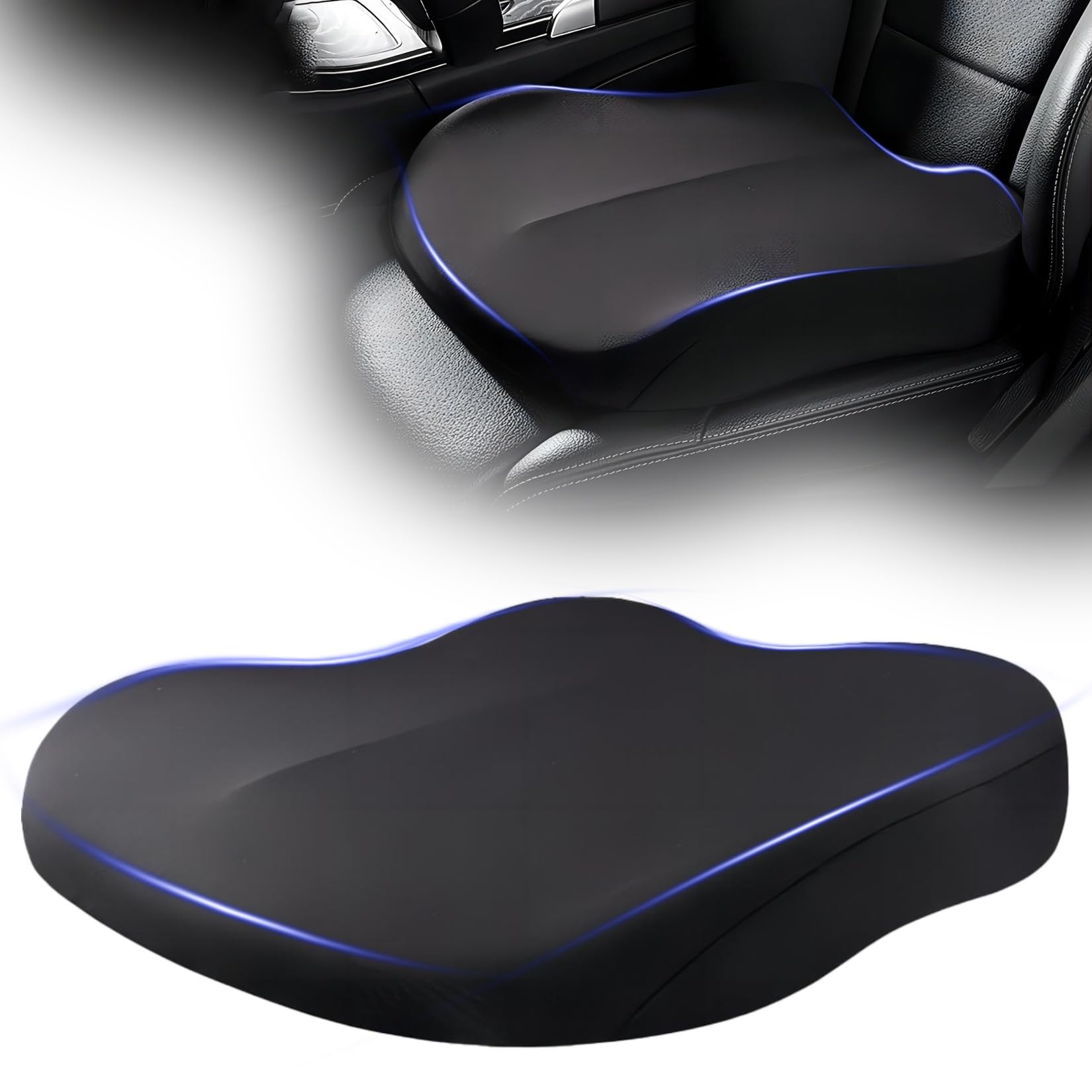 COCZOO Adult Booster Seat for Car, 3.9 Inches Support Memory Foam Butt Seat Cushion for Office Chair Wheelchair Home(Black)